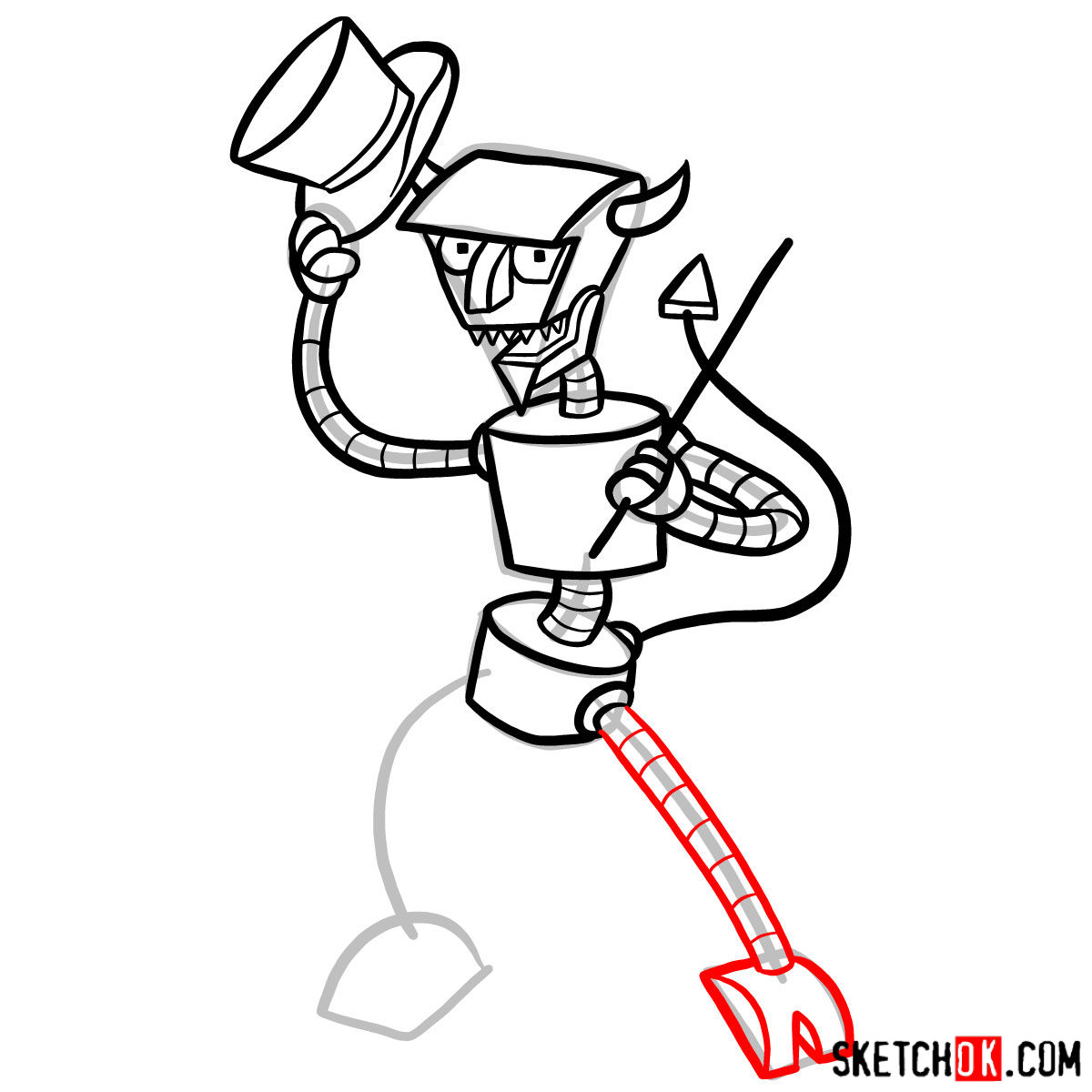 How to draw Robot Devil (Beelzebot) - step 11