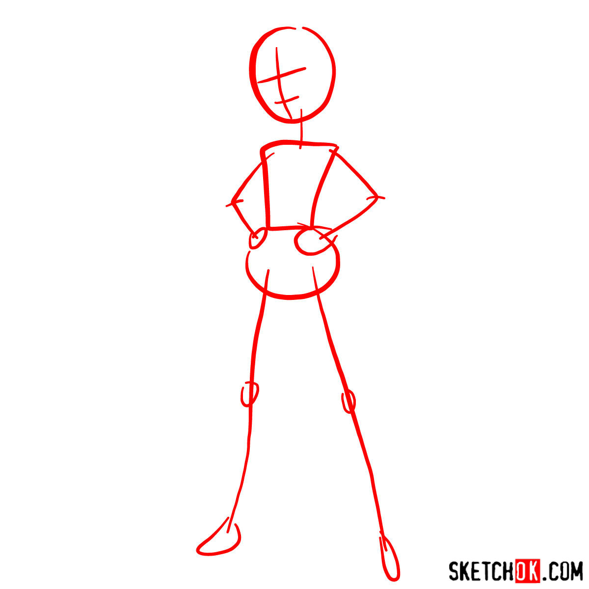 How to draw Elastigirl from The Incredibles - step 01