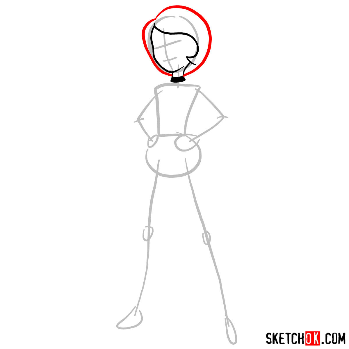 How to draw Elastigirl from The Incredibles - step 03