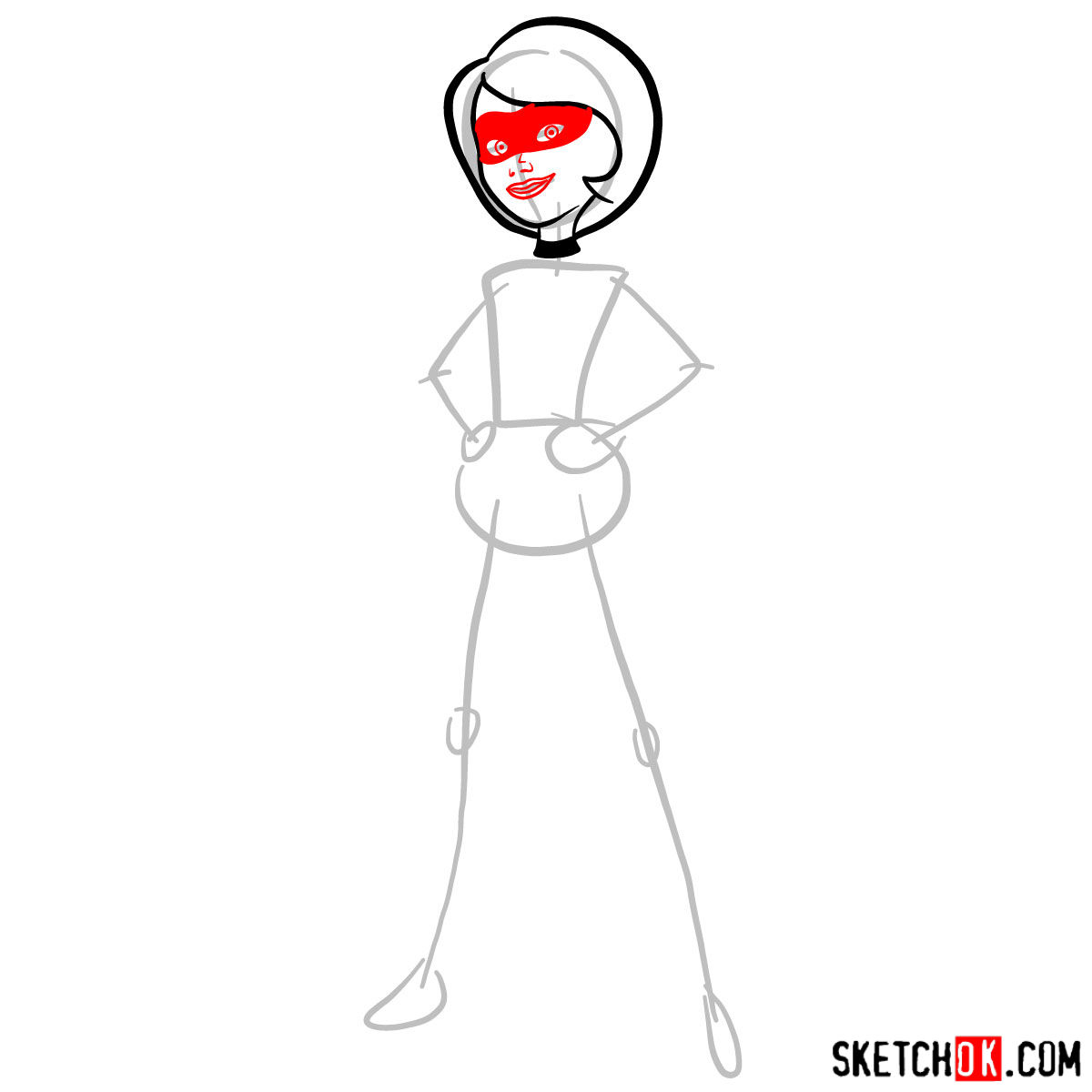 How to draw Elastigirl from The Incredibles - step 04