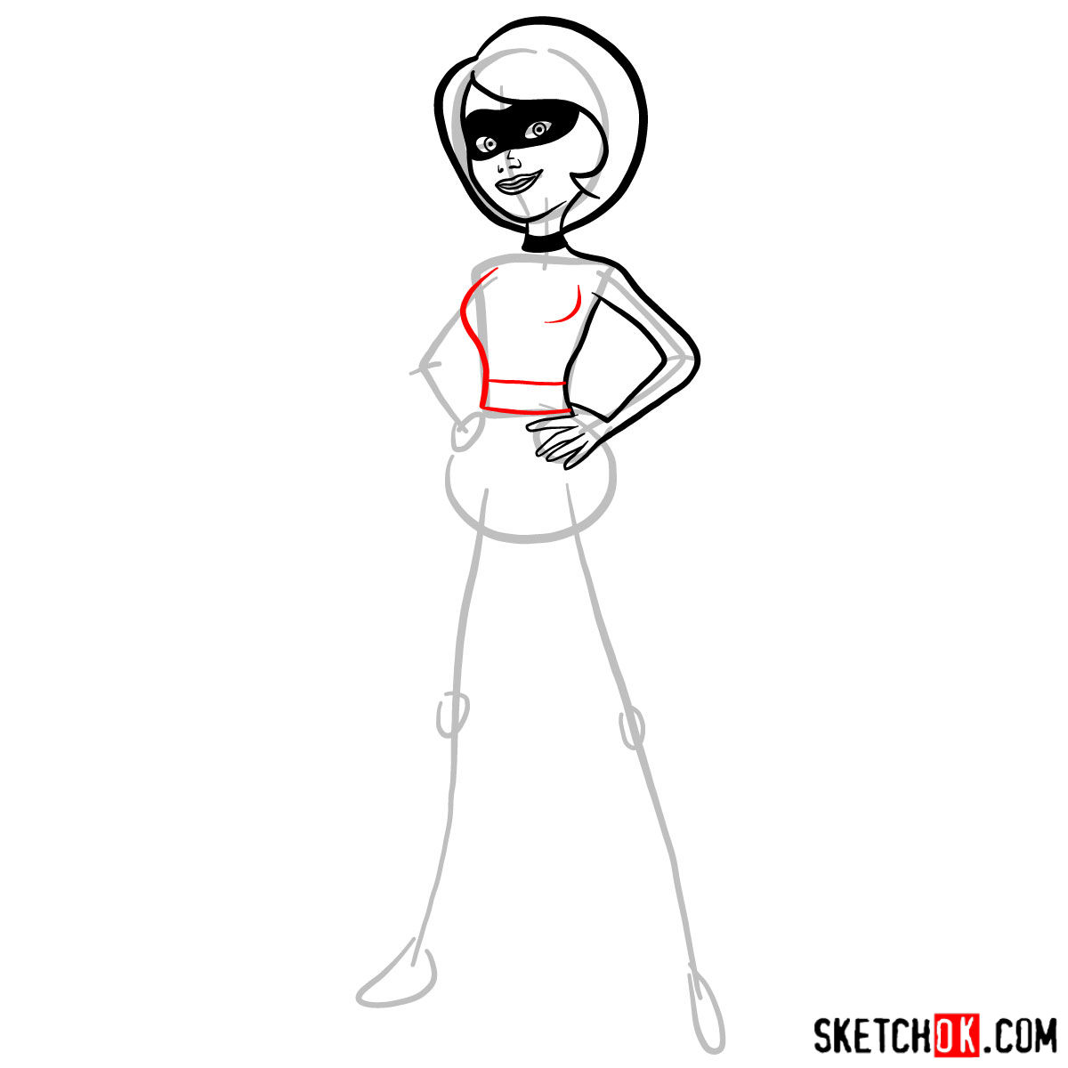 How to draw Elastigirl from The Incredibles -  step 06