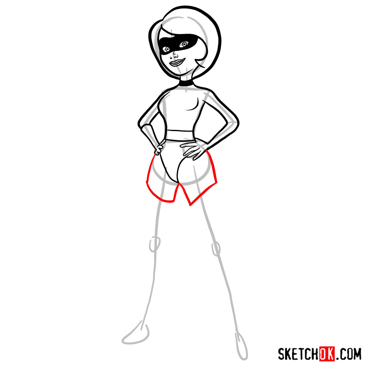 How to draw Elastigirl from The Incredibles - step 09