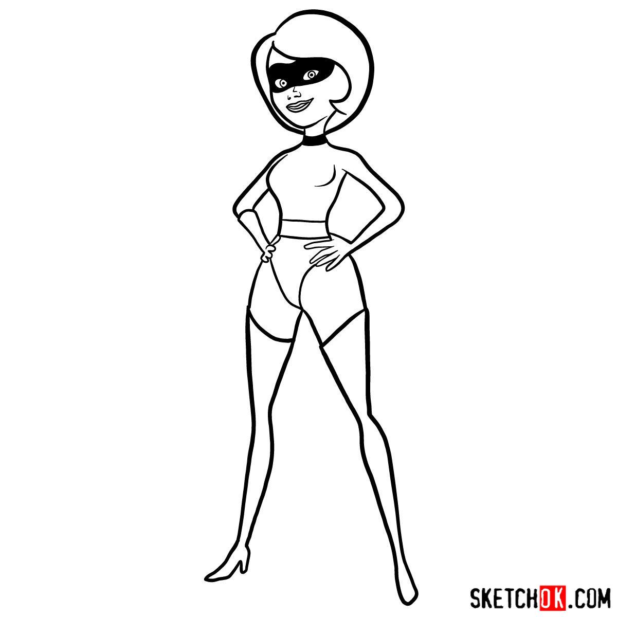 How to draw Elastigirl from The Incredibles - step 11
