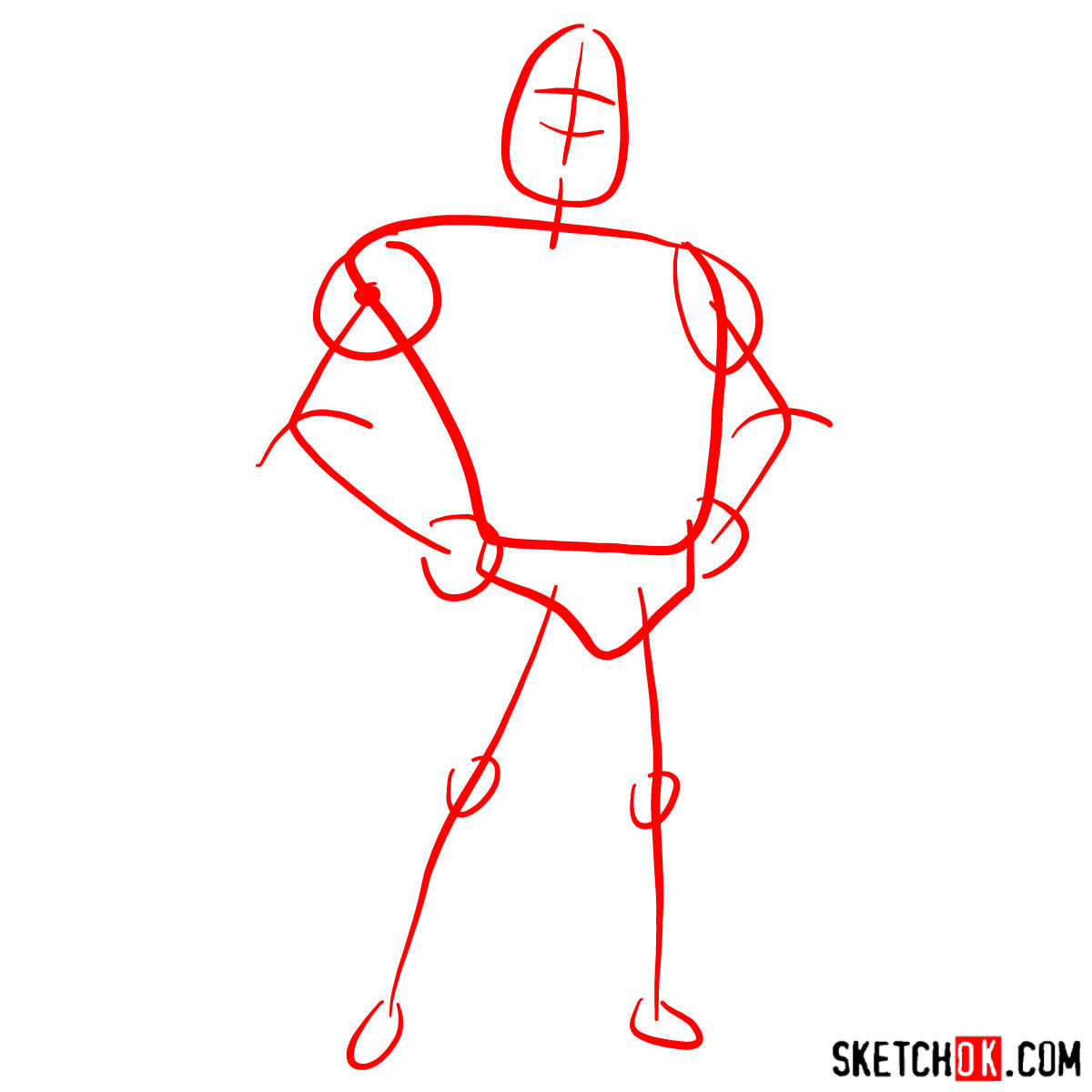 How to draw Bob Parr (Mr. Incredible) - step 01