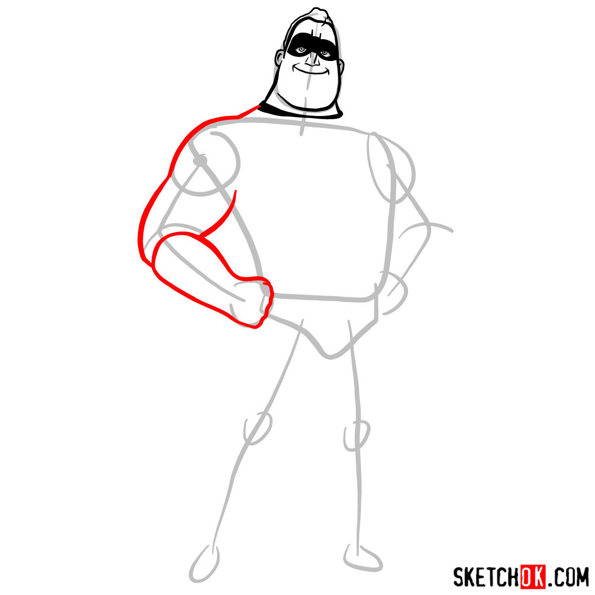 How to draw Bob Parr (Mr. Incredible) - step 04