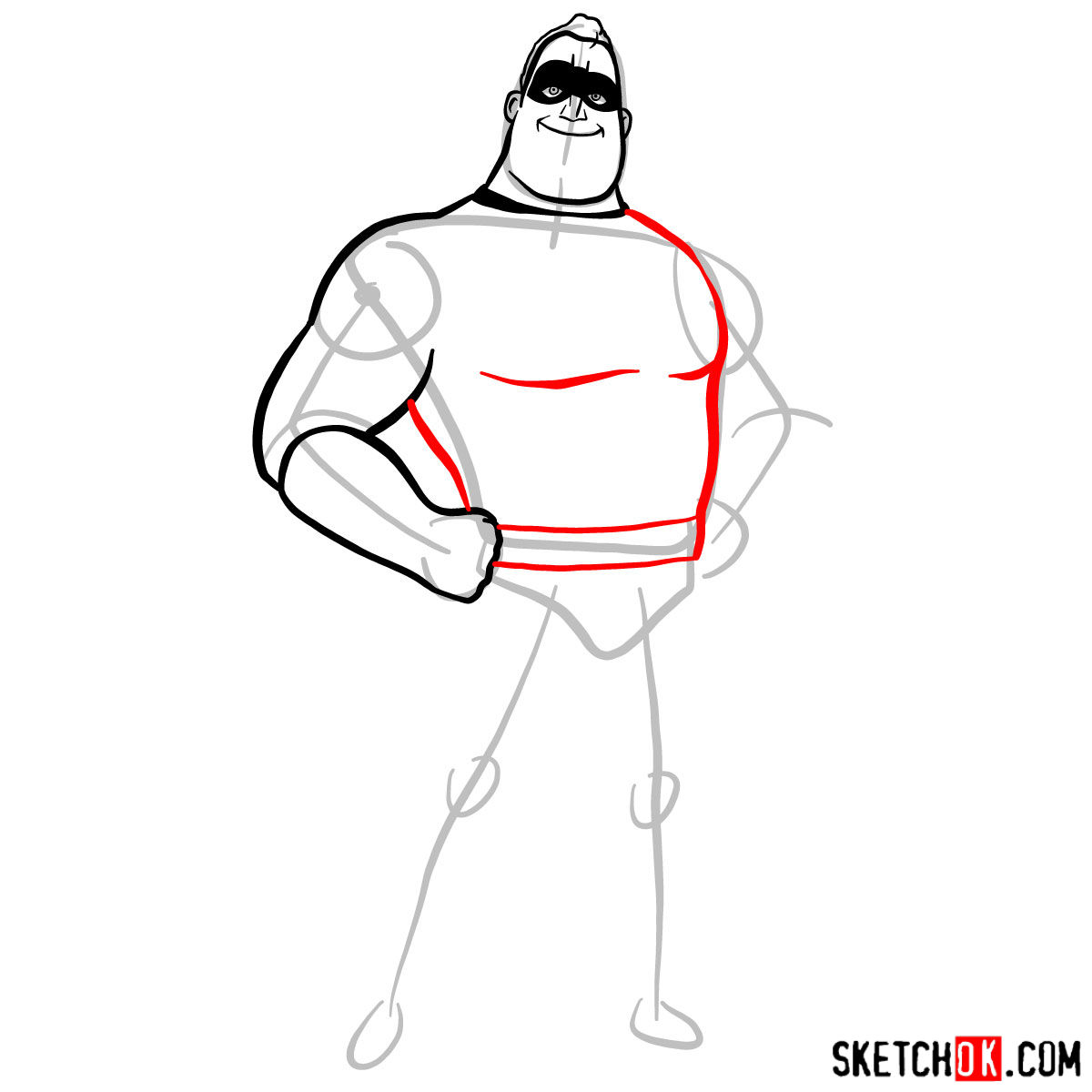 How to draw Bob Parr (Mr. Incredible) - step 05