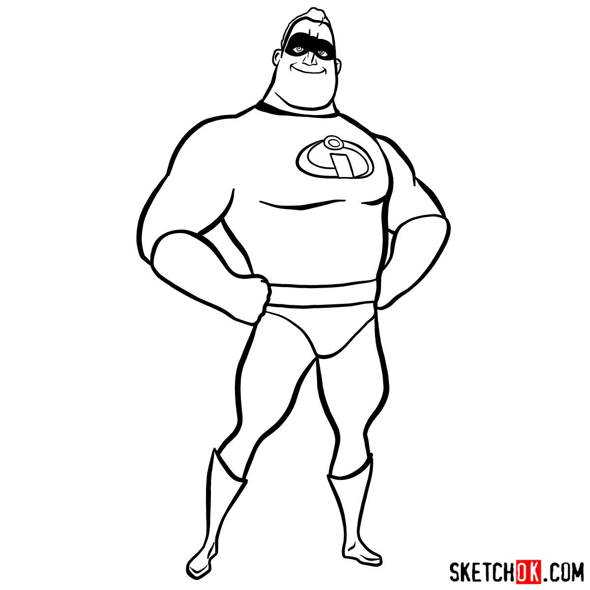 How to draw Bob Parr (Mr. Incredible) - step 10