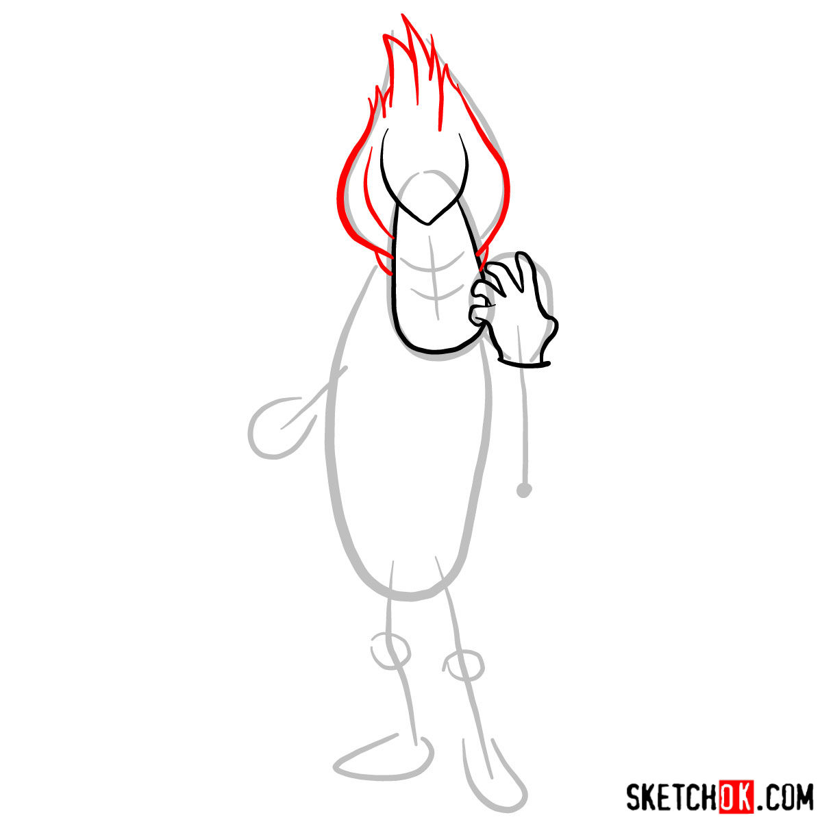 How to draw Buddy Pine (Syndrome) from The Incredibles - step 04