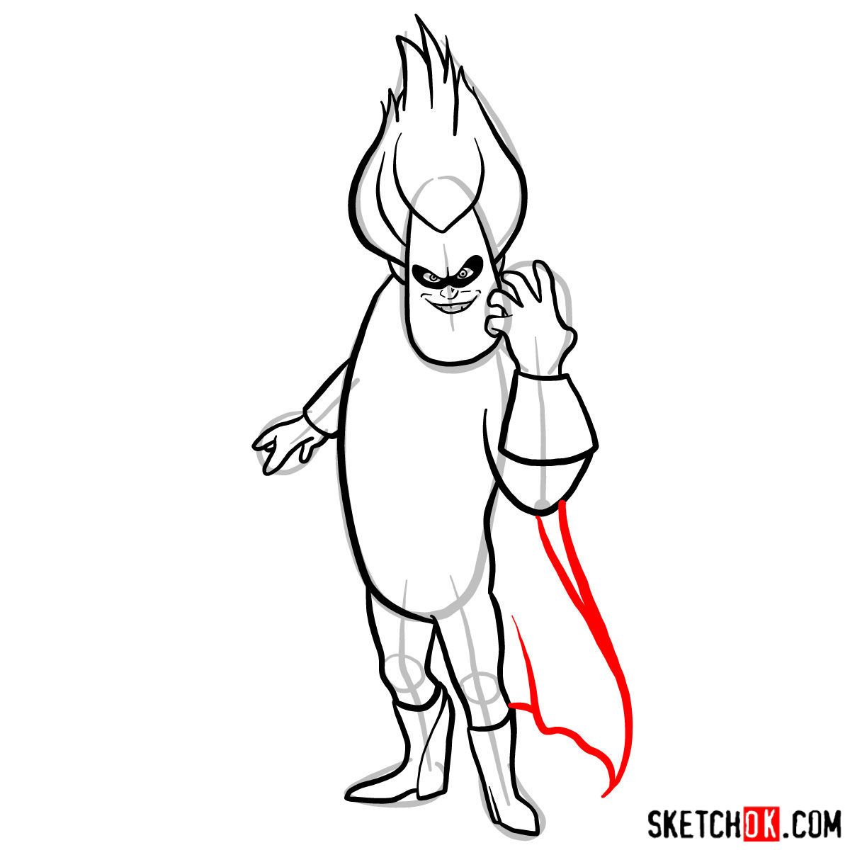 How to draw Buddy Pine (Syndrome) from The Incredibles - step 11