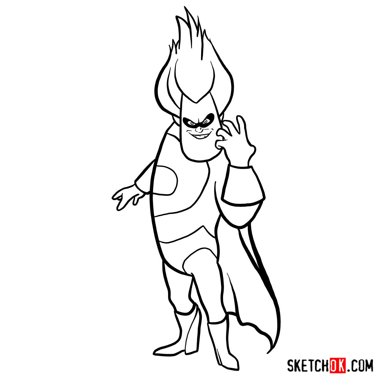 How to draw Buddy Pine (Syndrome) from The Incredibles - step 13