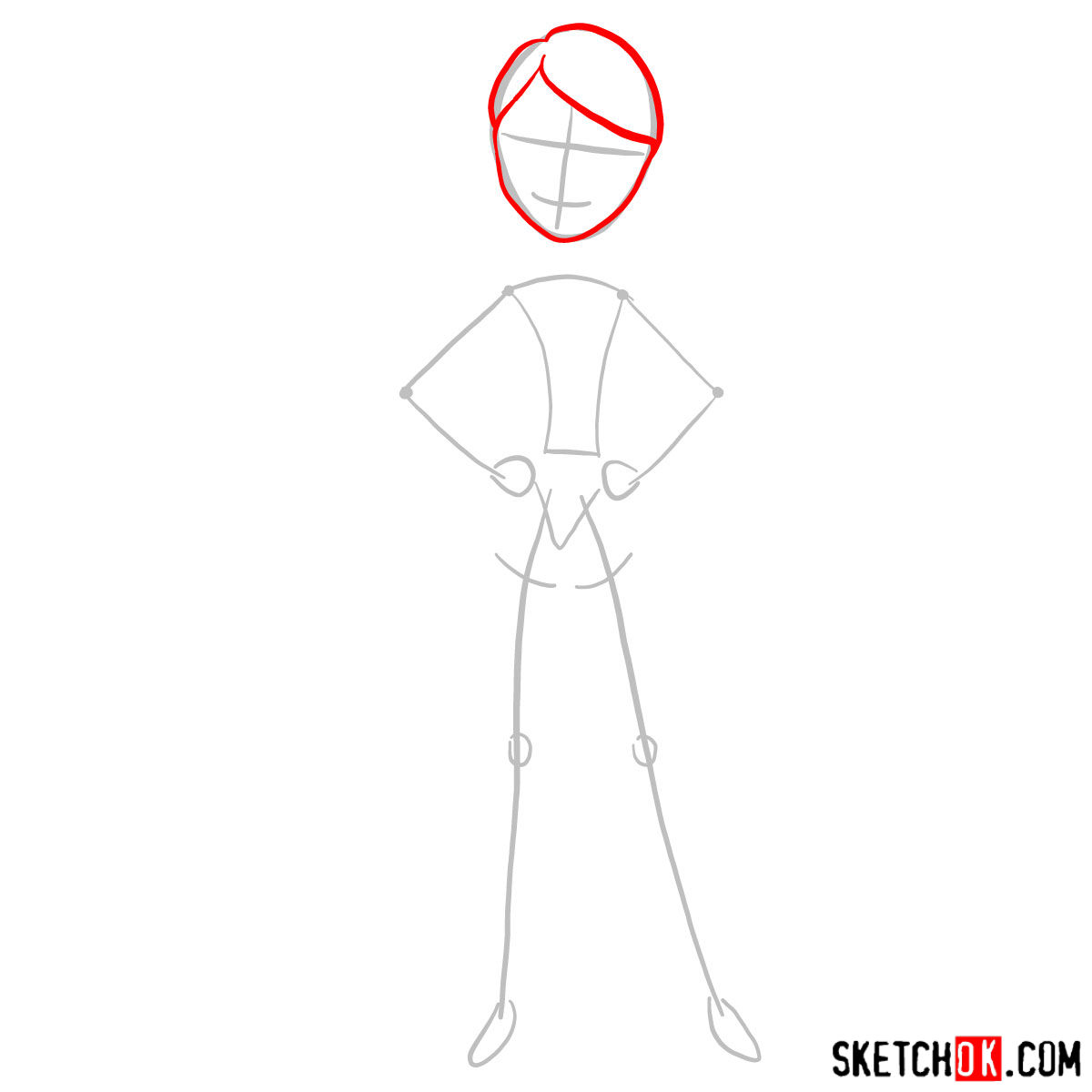 How to draw Violet Parr from The Incredibles - step 02
