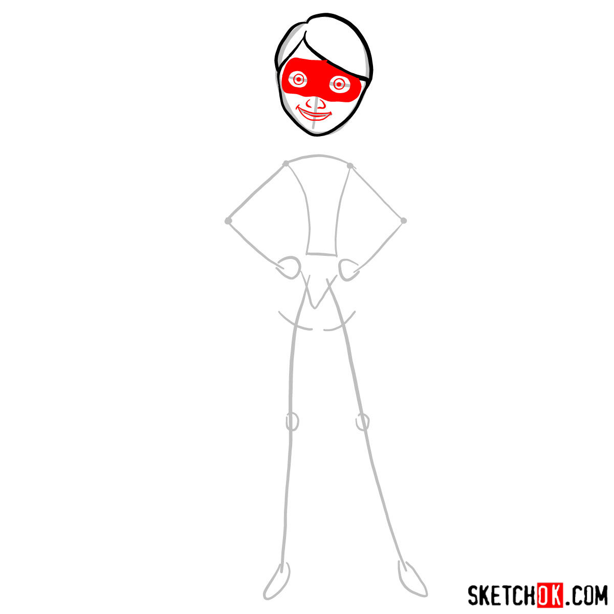 How to draw Violet Parr from The Incredibles - step 03