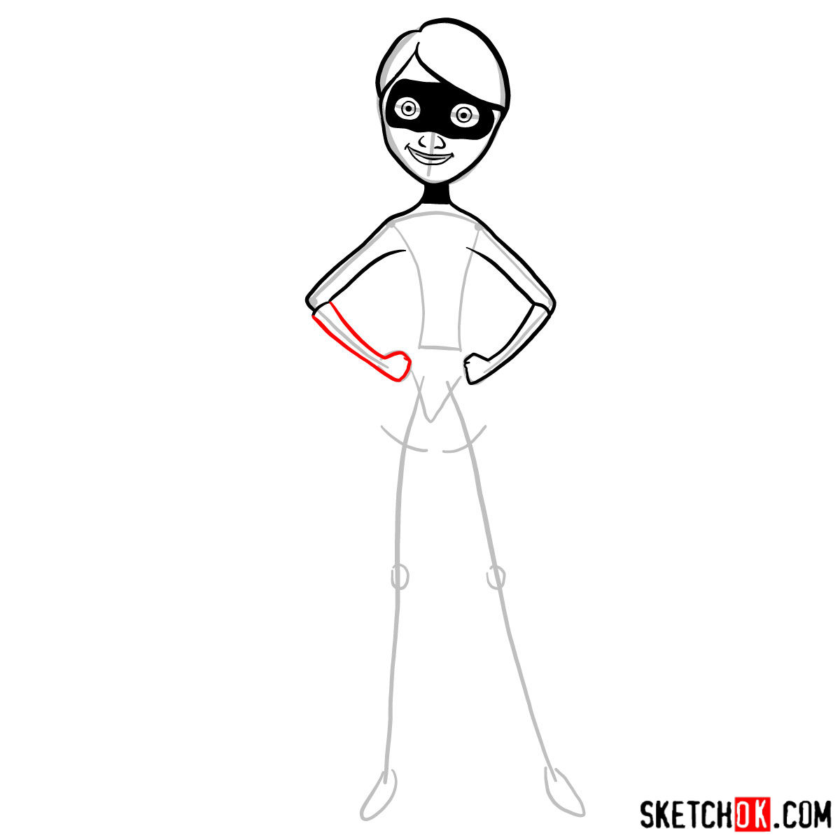 How to draw Violet Parr from The Incredibles - step 06