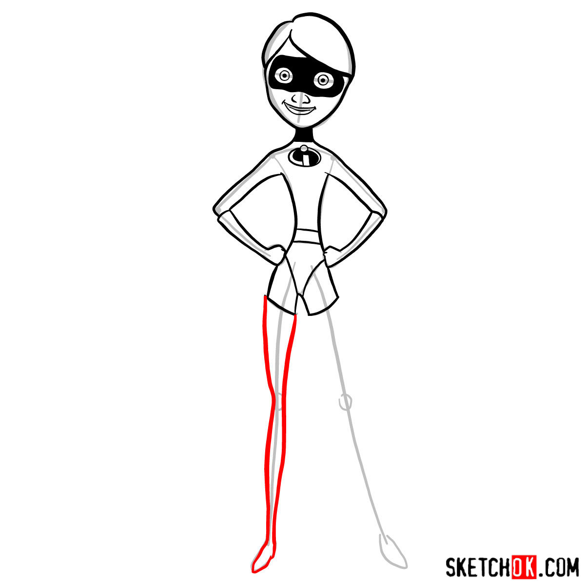 How to draw Violet Parr from The Incredibles - step 09
