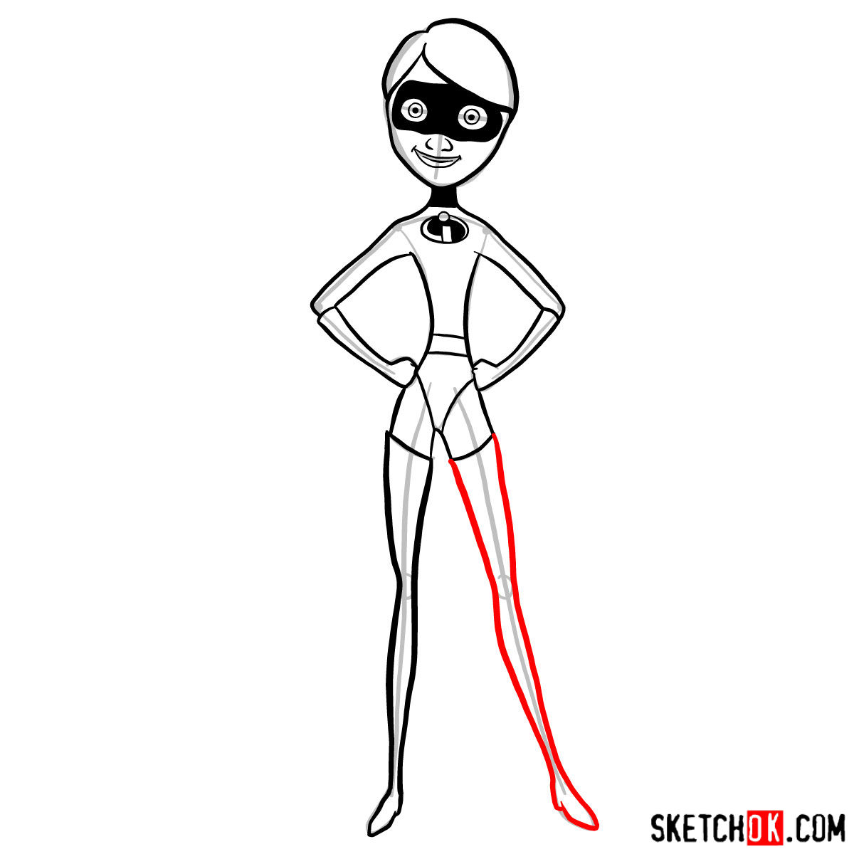 How to draw Violet Parr from The Incredibles - step 10