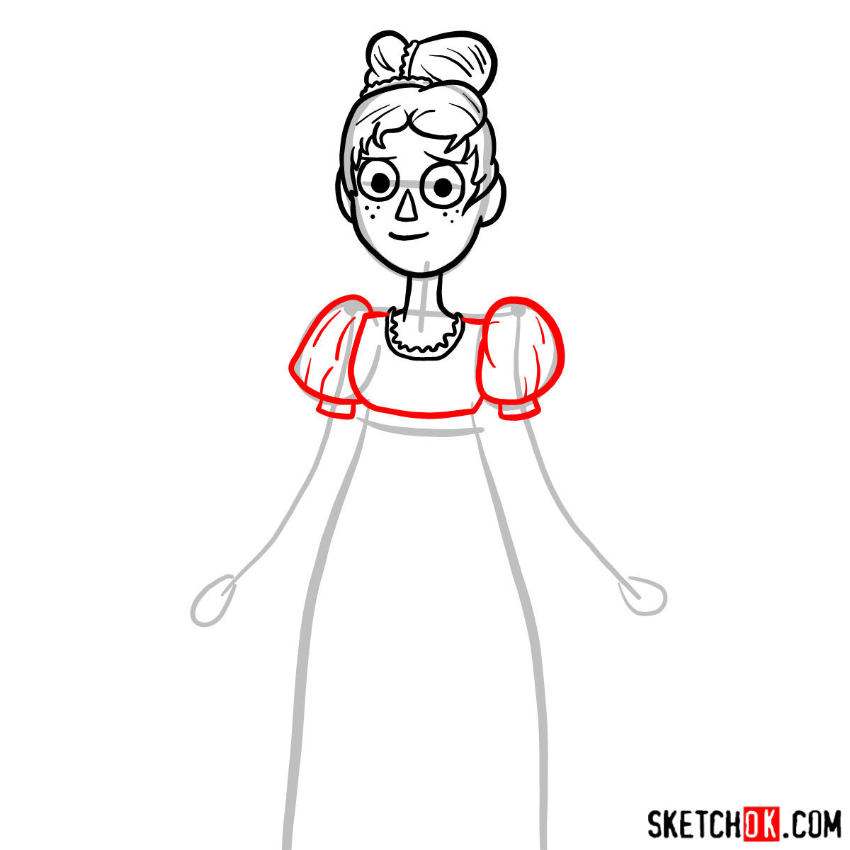 How to draw Beatrice (as a human) -  step 06