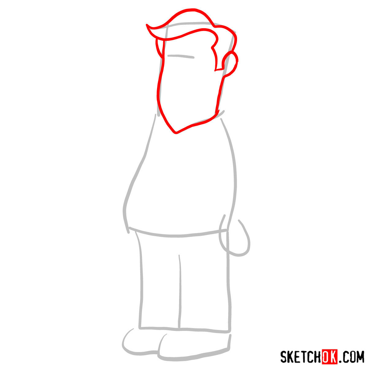 How to draw Steve Williams - step 02