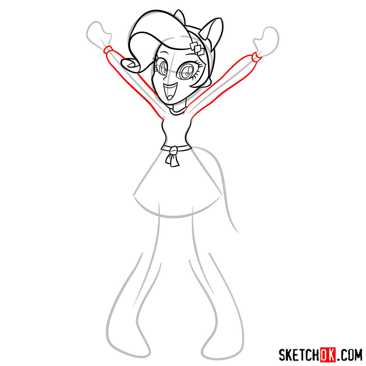 How to draw Rarity - Equestria Girls - step 08