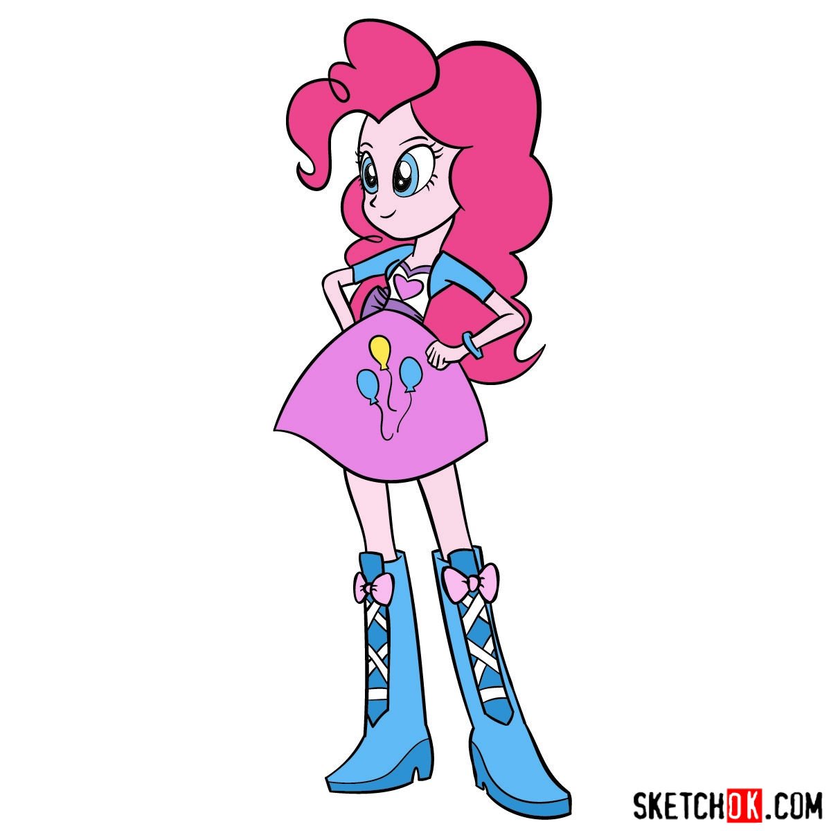 How to draw human Pinkie Pie | Equestria - Sketchok easy drawing guides