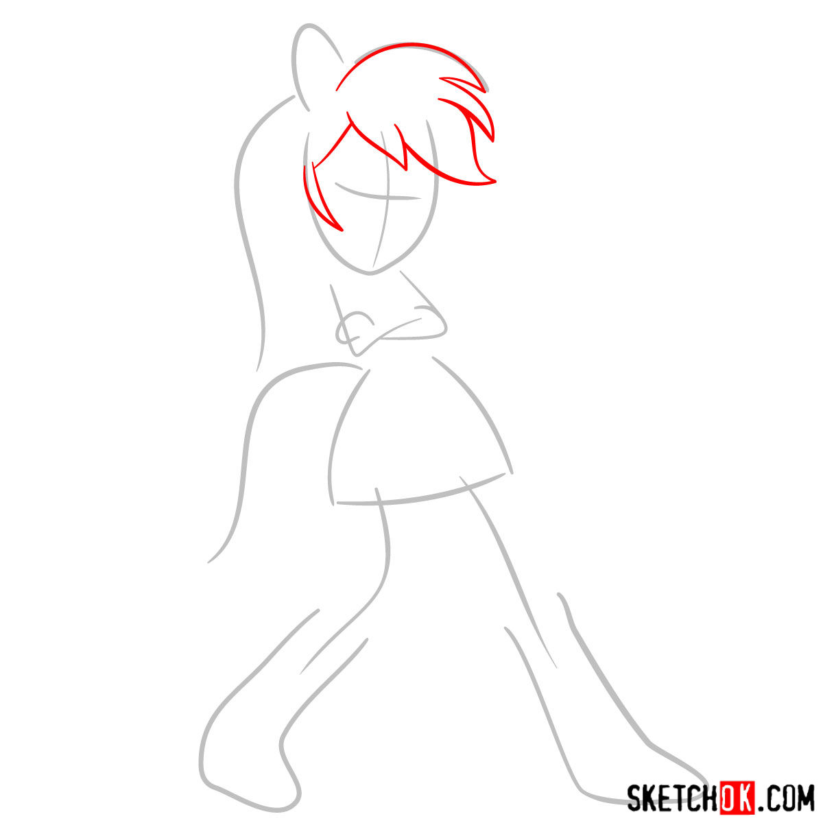 How to draw Rainbow Dash - Equestria Girls - step 02