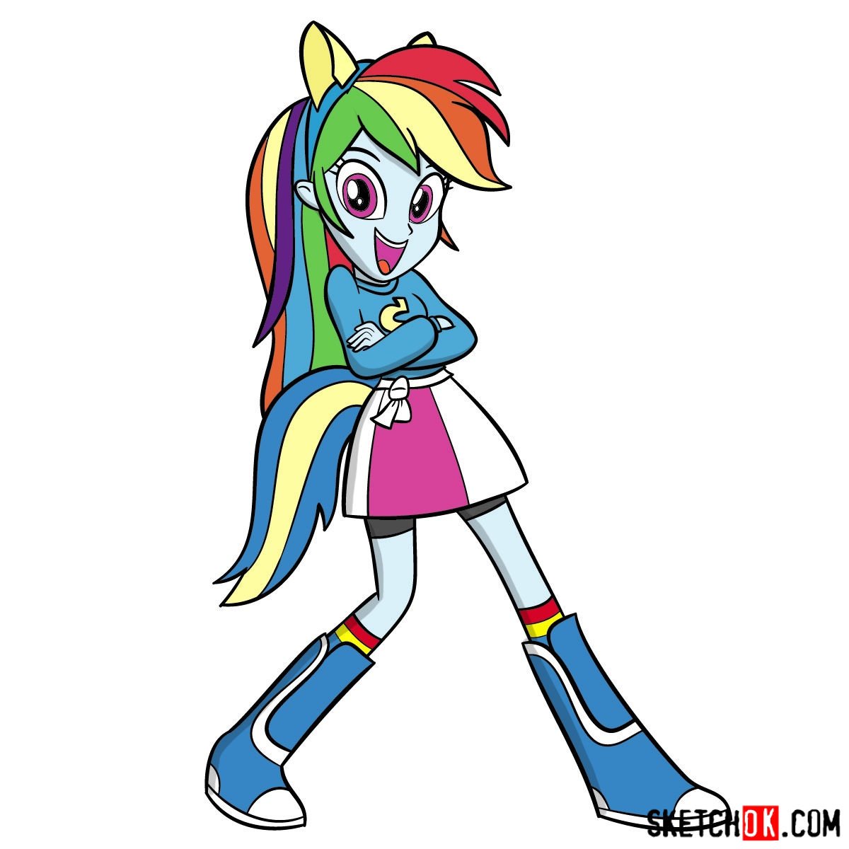 How To Draw Human Rainbow Dash Equestria Step By Step Drawing