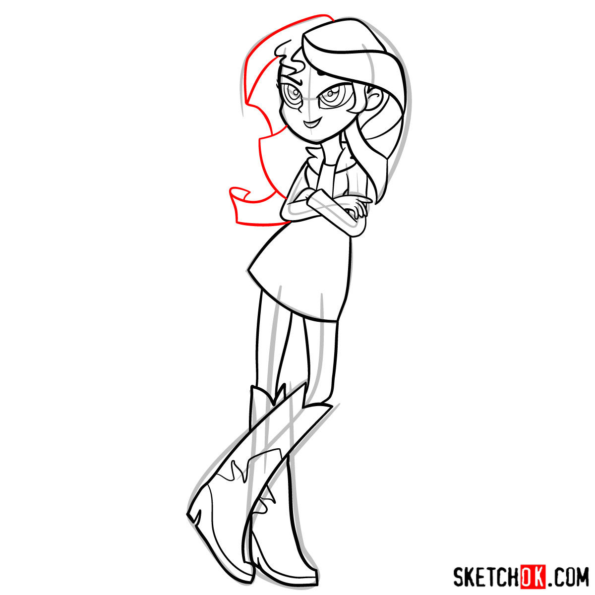 How to draw Sunset Shimmer - Equestria Girls - step 11