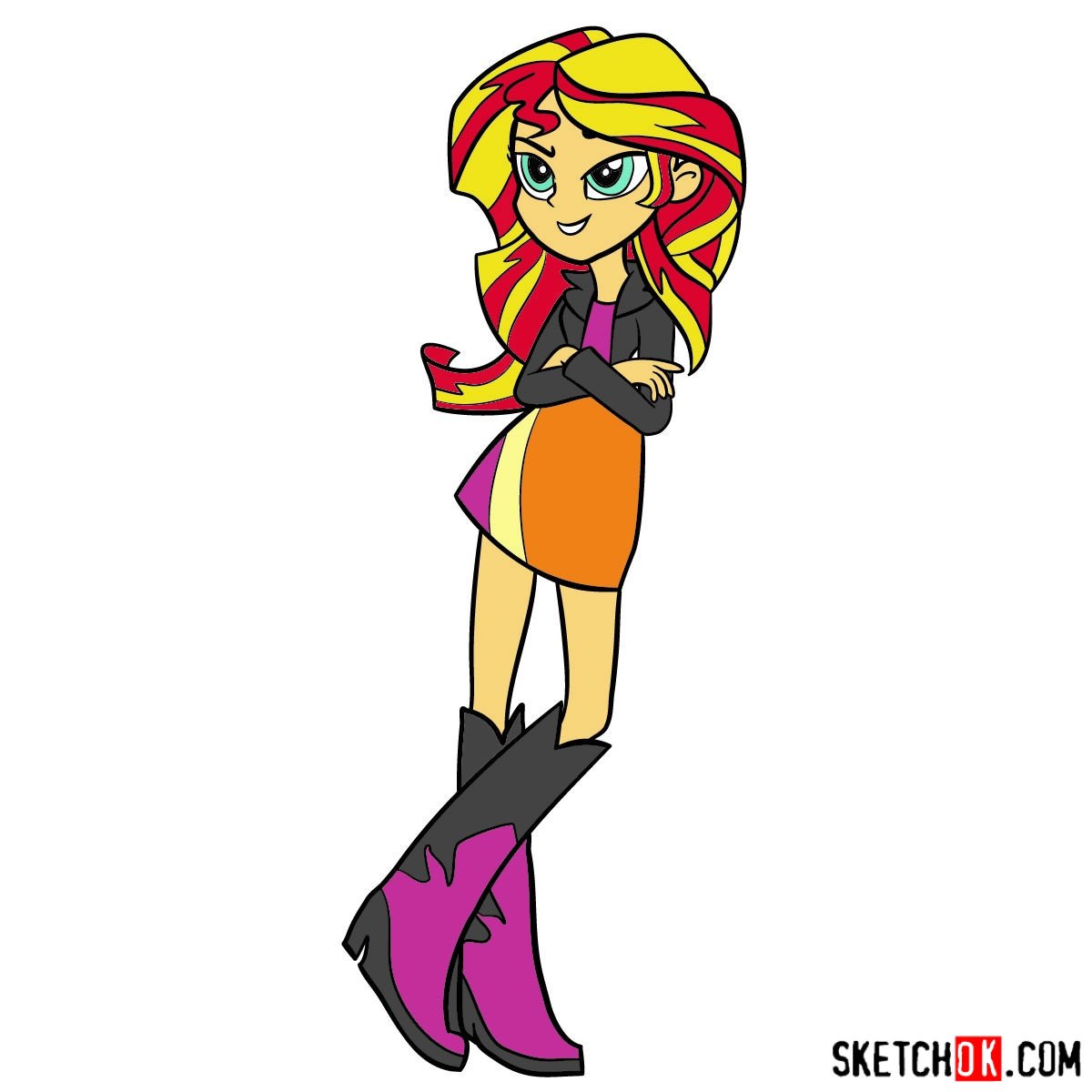 How To Draw Sunset Shimmer Equestria Step By Step Drawing
