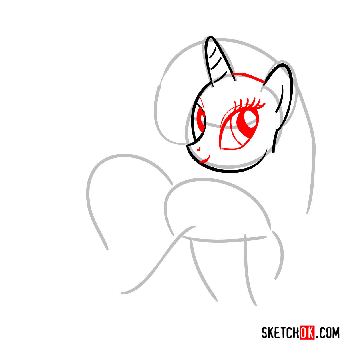 How to draw Rarity pony - step 04