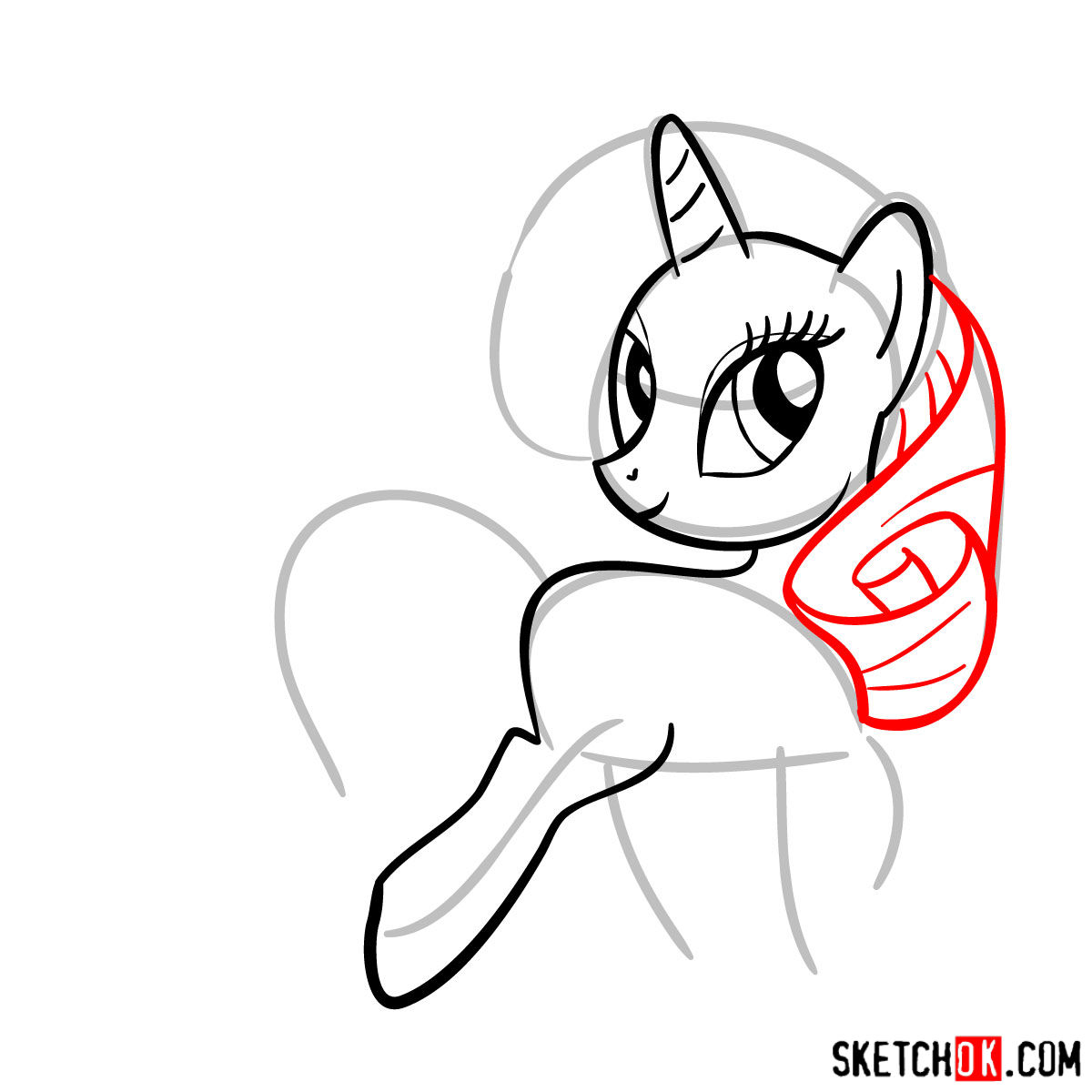 How to draw Rarity pony - step 06