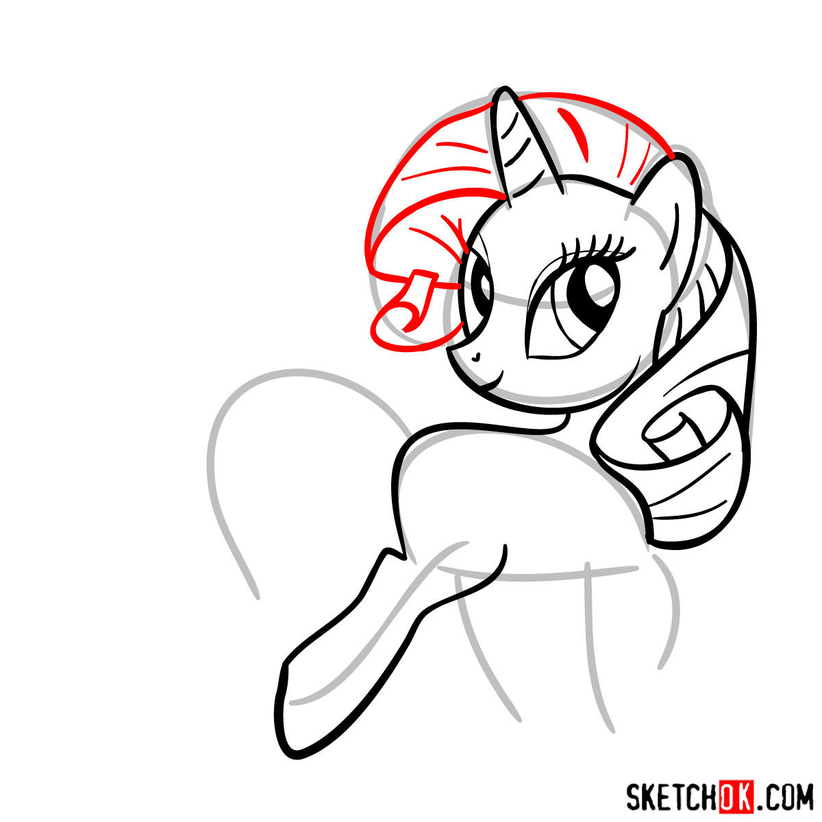 How to draw Rarity pony - step 07