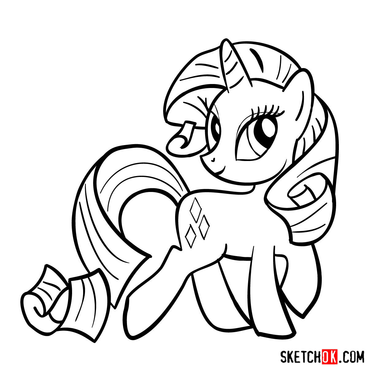 How to draw Rarity pony - step 12