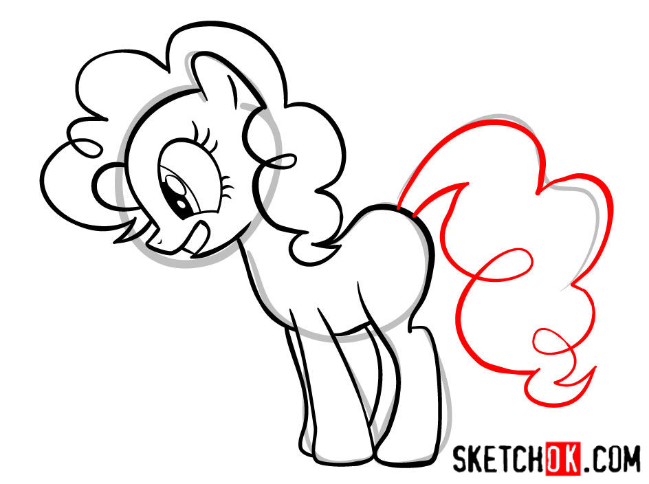 How to draw Pinkie Pie pony - step 10