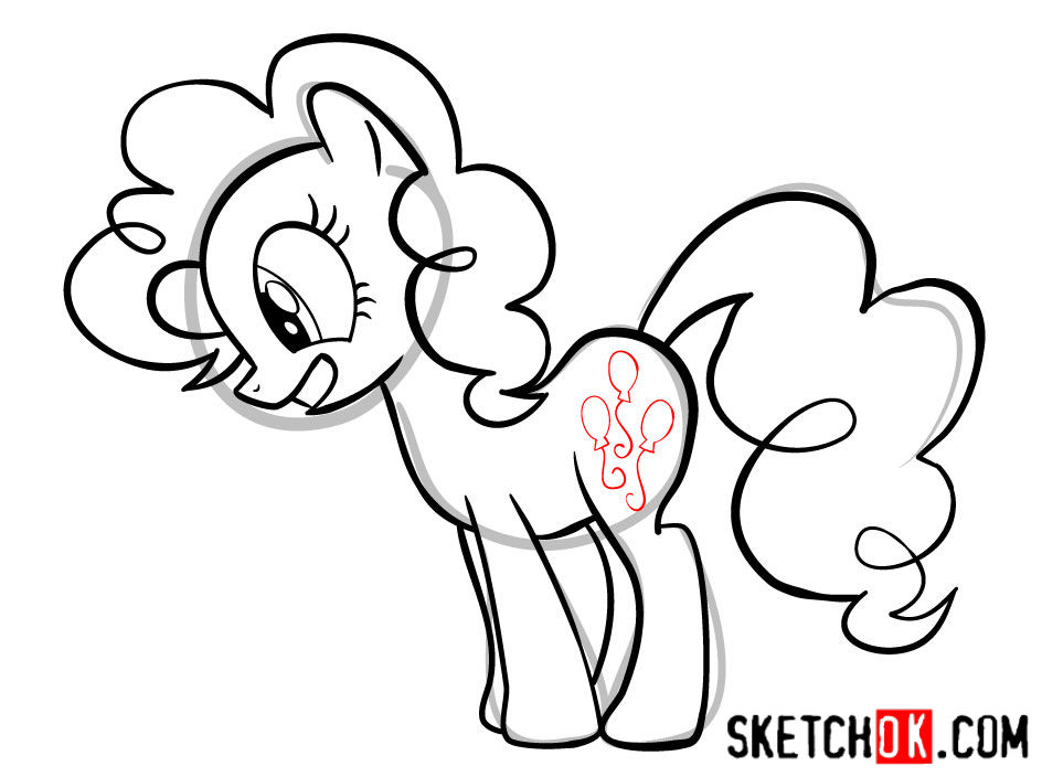 How to draw Pinkie Pie pony - step 11