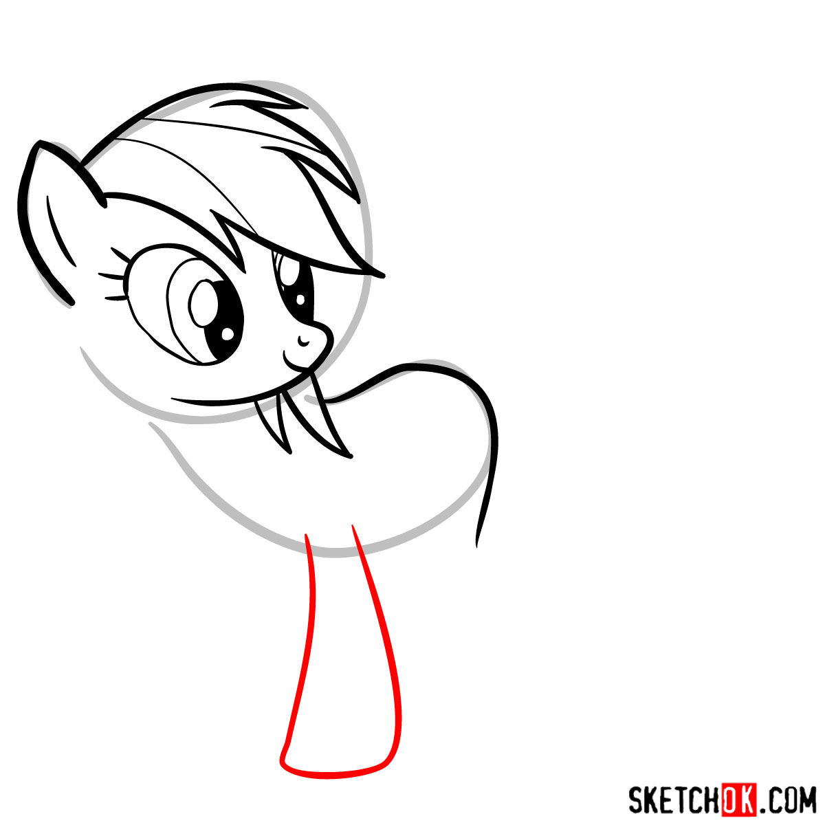 How to draw Rainbow Dash pony -  step 06
