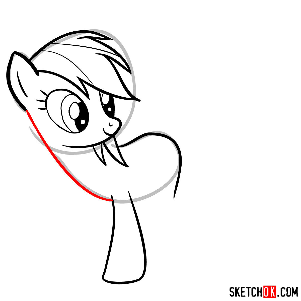 How to draw Rainbow Dash pony - step 07