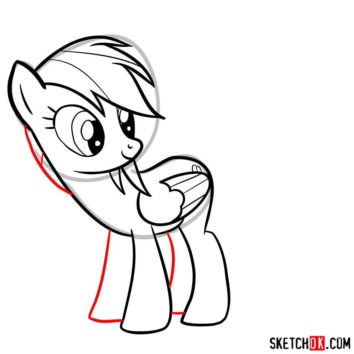 How to draw Rainbow Dash pony - step 10