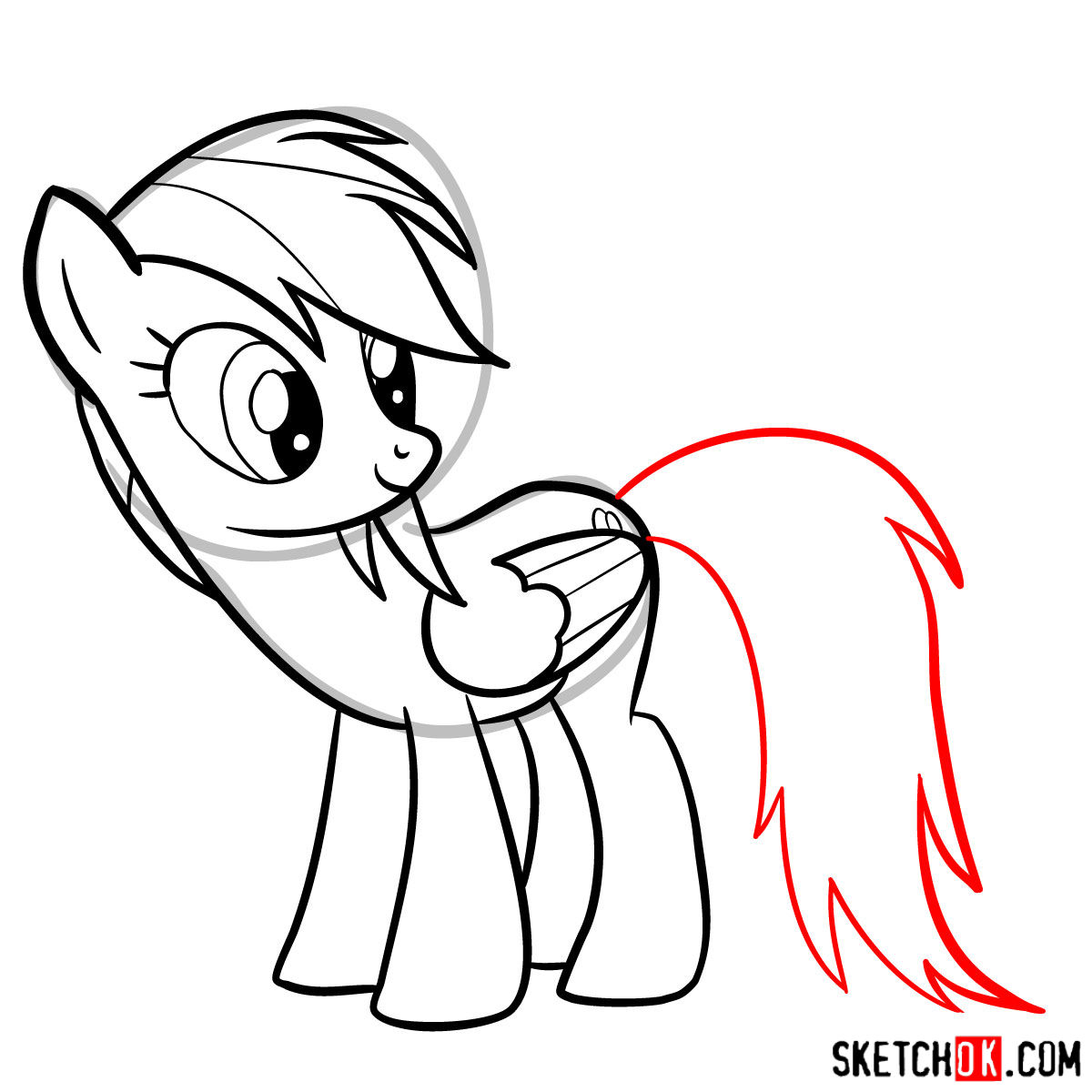 How to draw Rainbow Dash pony - step 11