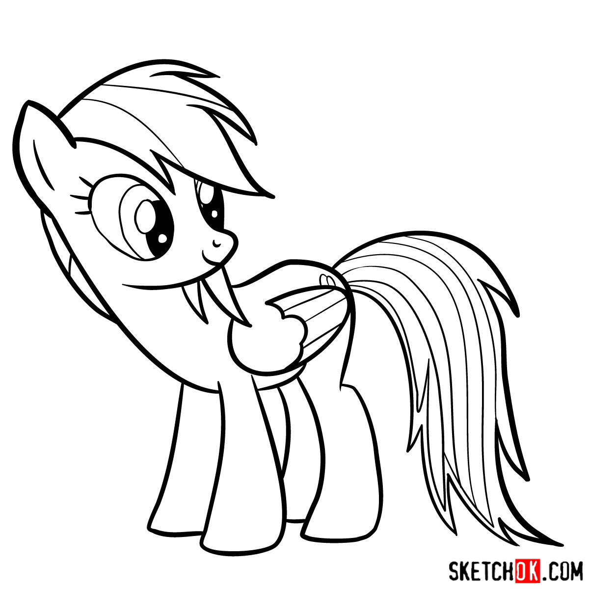 How to draw Rainbow Dash pony - step 13