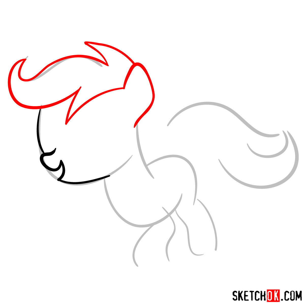 How to draw Scootaloo pony - step 03