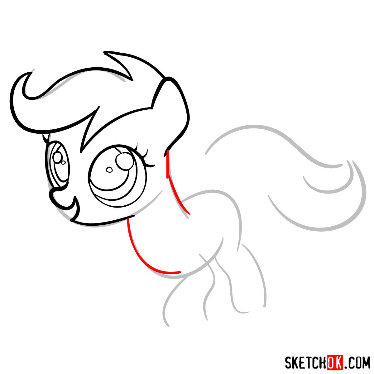 How to draw Scootaloo pony - step 05