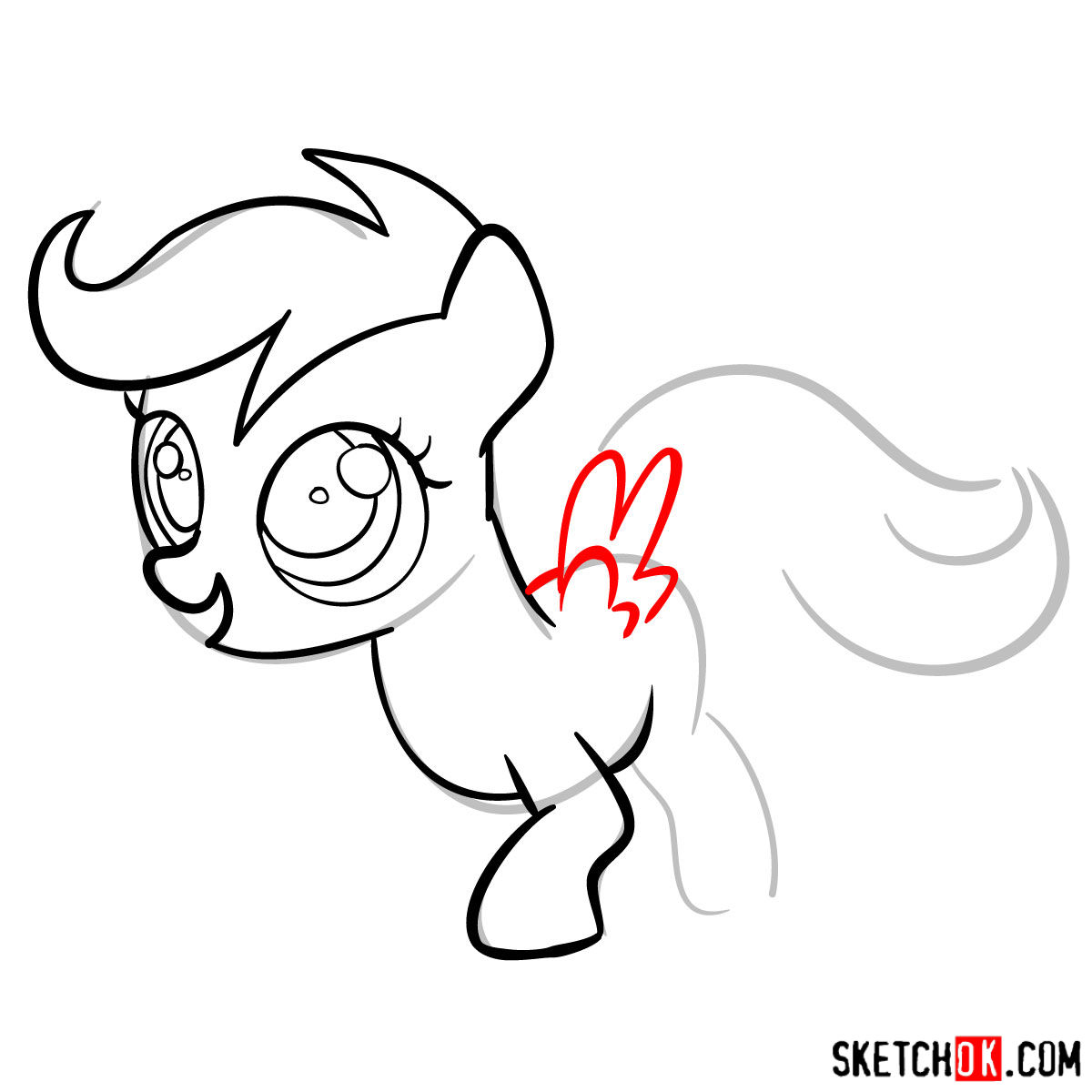 How to draw Scootaloo pony - step 07