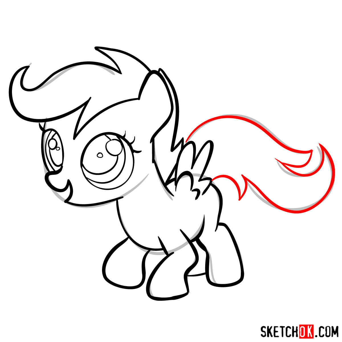 How to draw Scootaloo pony - step 11