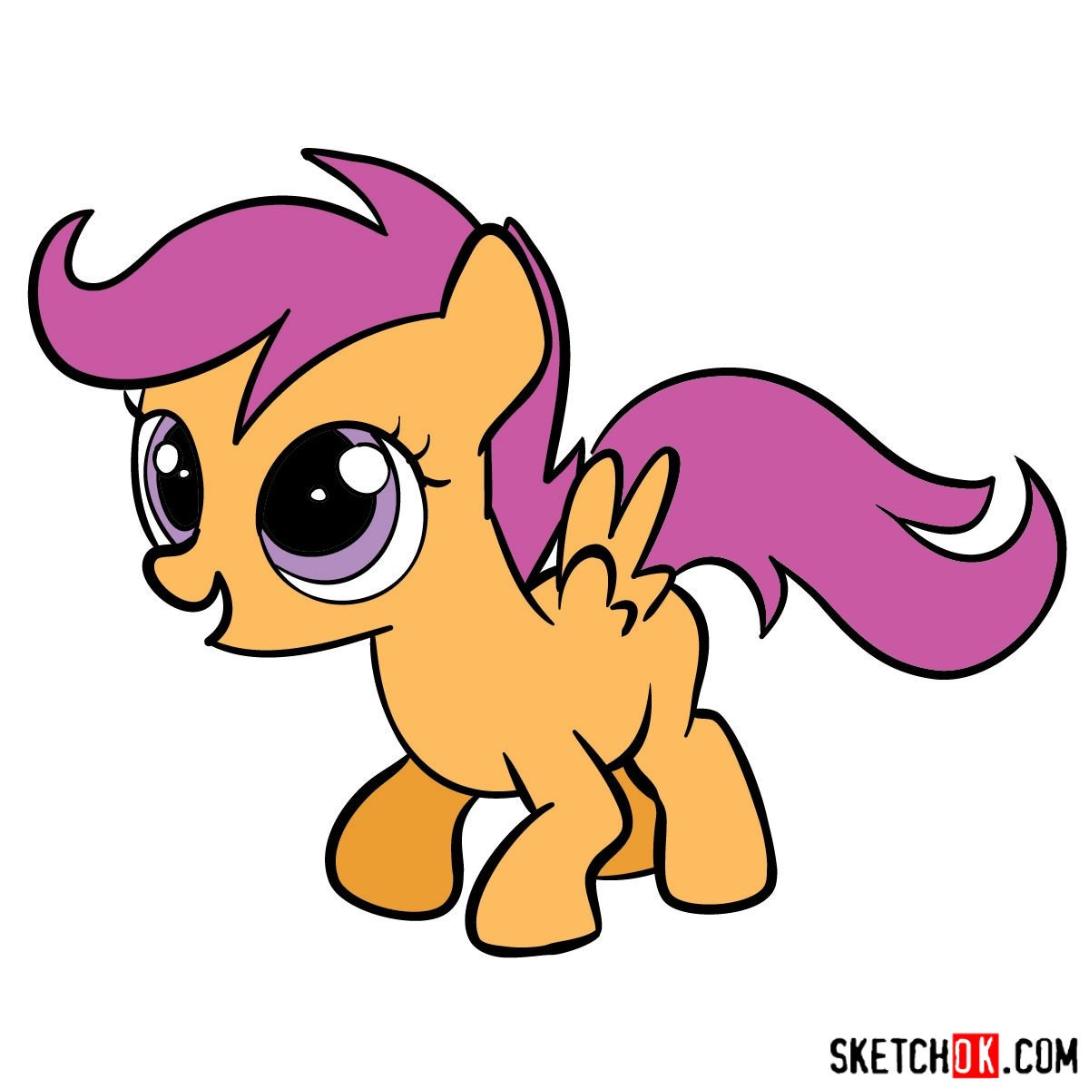 How to draw Scootaloo pony