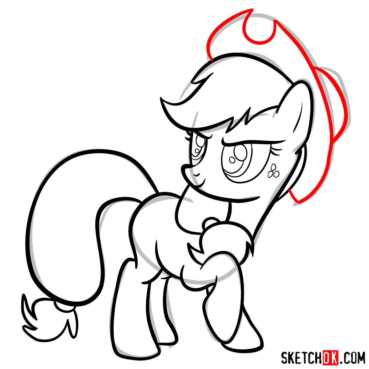 How to draw Applejack pony - step 13