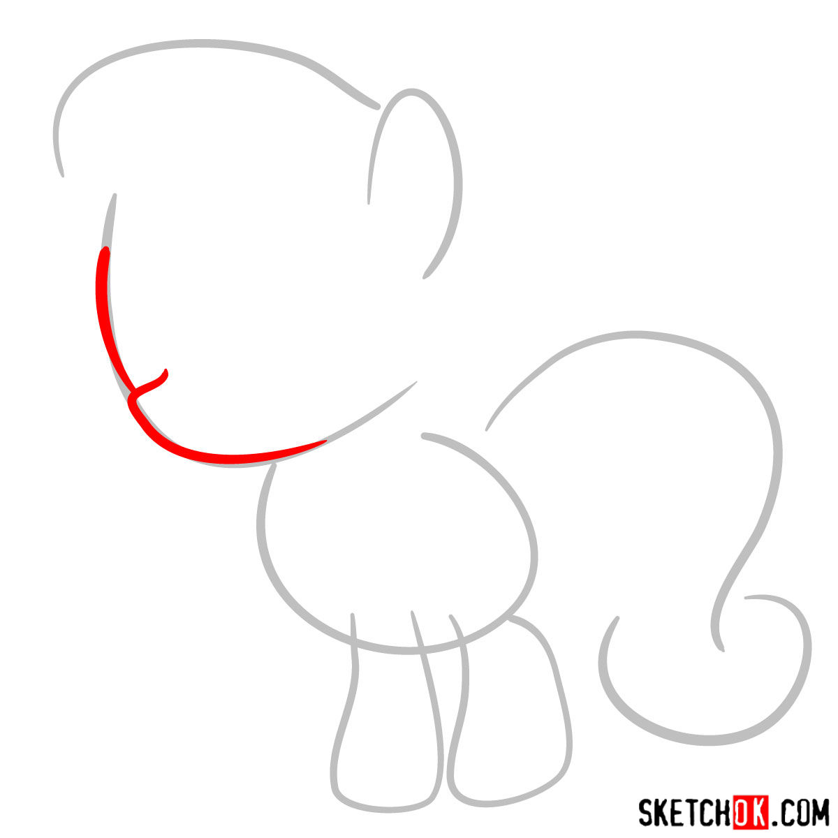 How to draw Sweetie Belle unicorn pony - step 02