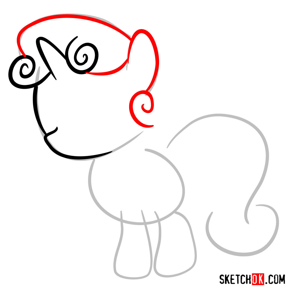 How to draw Sweetie Belle unicorn pony - step 04