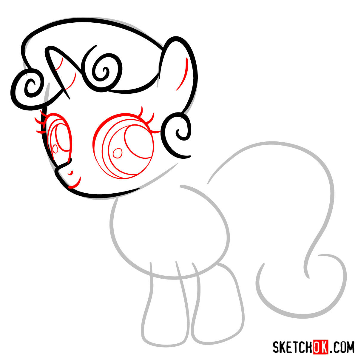 How to draw Sweetie Belle unicorn pony - step 05