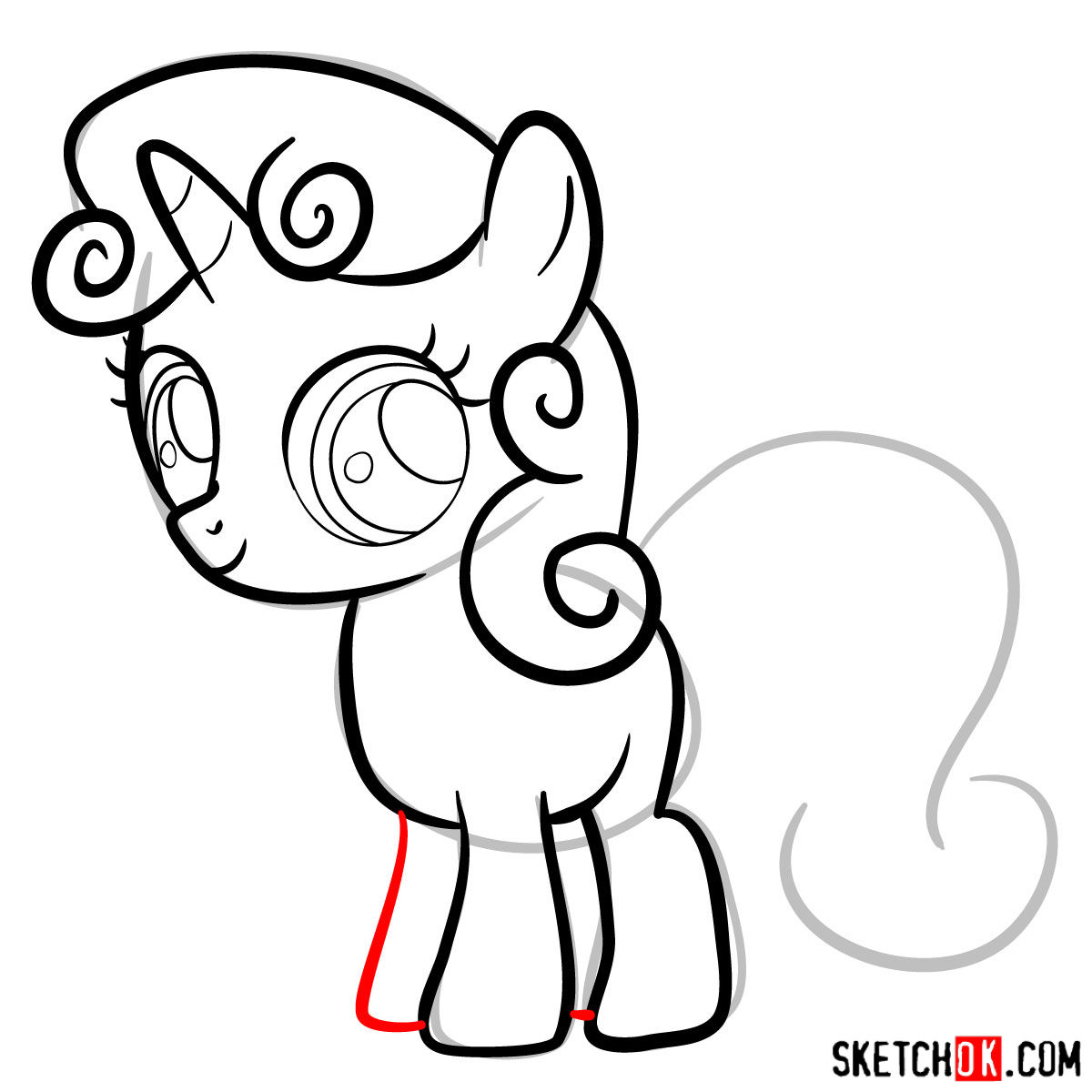 How to draw Sweetie Belle unicorn pony - step 09