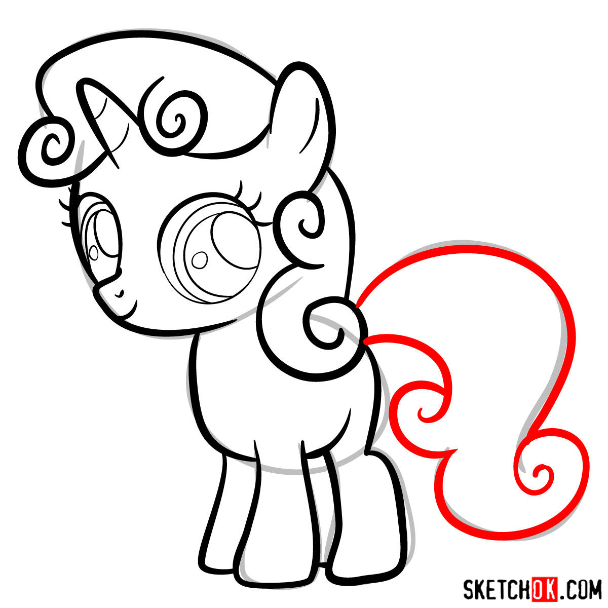 How to draw Sweetie Belle unicorn pony - step 10