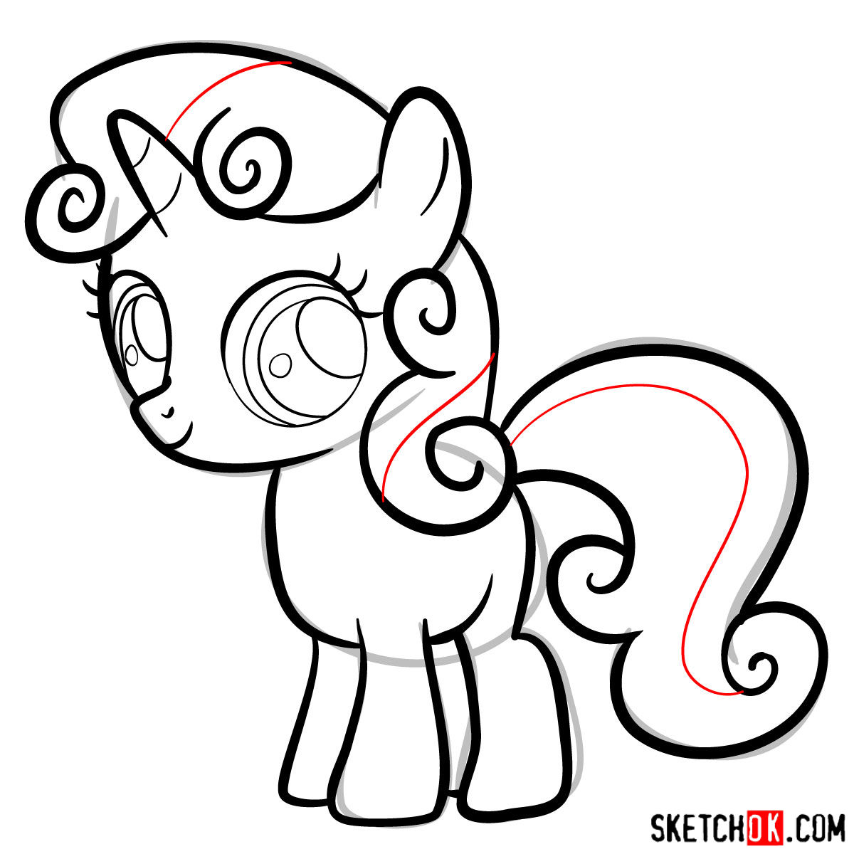 How to draw Sweetie Belle unicorn pony - step 11